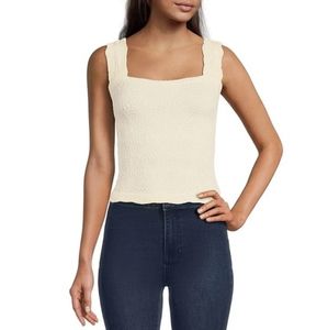 NWOT Love Letter Jacquard Floral Square Neck Sleeveless Wide Strap Cami